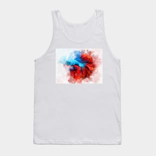 Blue Betta Fish with Red Tail watercolor Tank Top